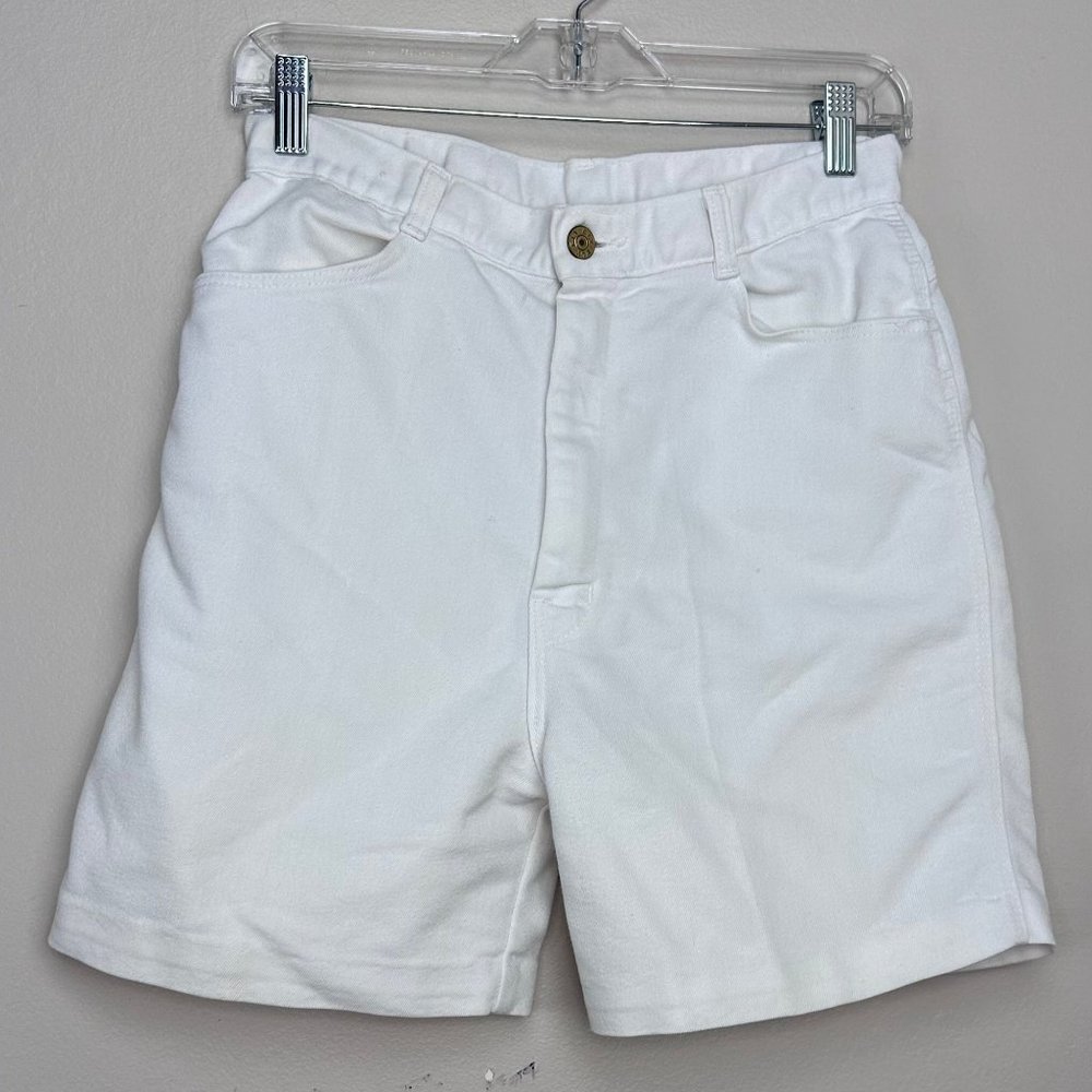 Vintage 1970s White Denim Shorts, Ely, 27" Waist, 5" Inseam